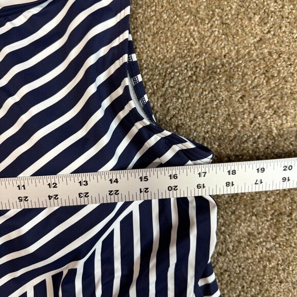 Lands' End Lycra Xtra Life Tankini Swimsuit Top Womens 18W Deep Sea Mixed Stripe - Picture 7 of 11